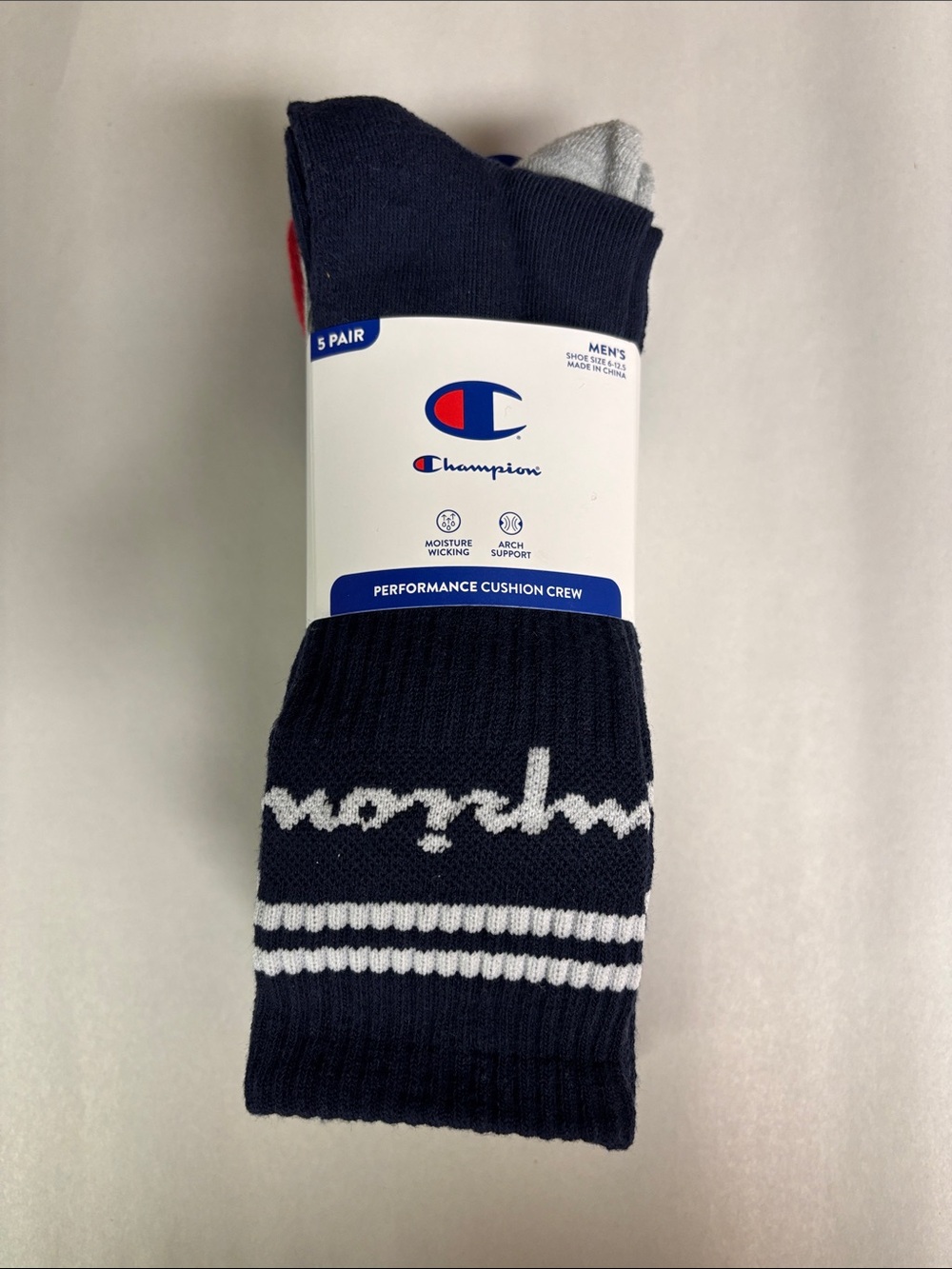 New Champion Socks Men’s 5 Pair Performance Crew Sock Athletic Casual Activewear